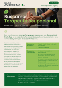 Oferta de empleo: Terapeuta ocupacional – Centro de Atención Diurna “La Sierra” (Nájera)
